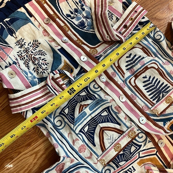 FARM Rio Cerrado Short-Sleeve Belted Linen Mini Dress Size Small NWT - Picture 8 of 15